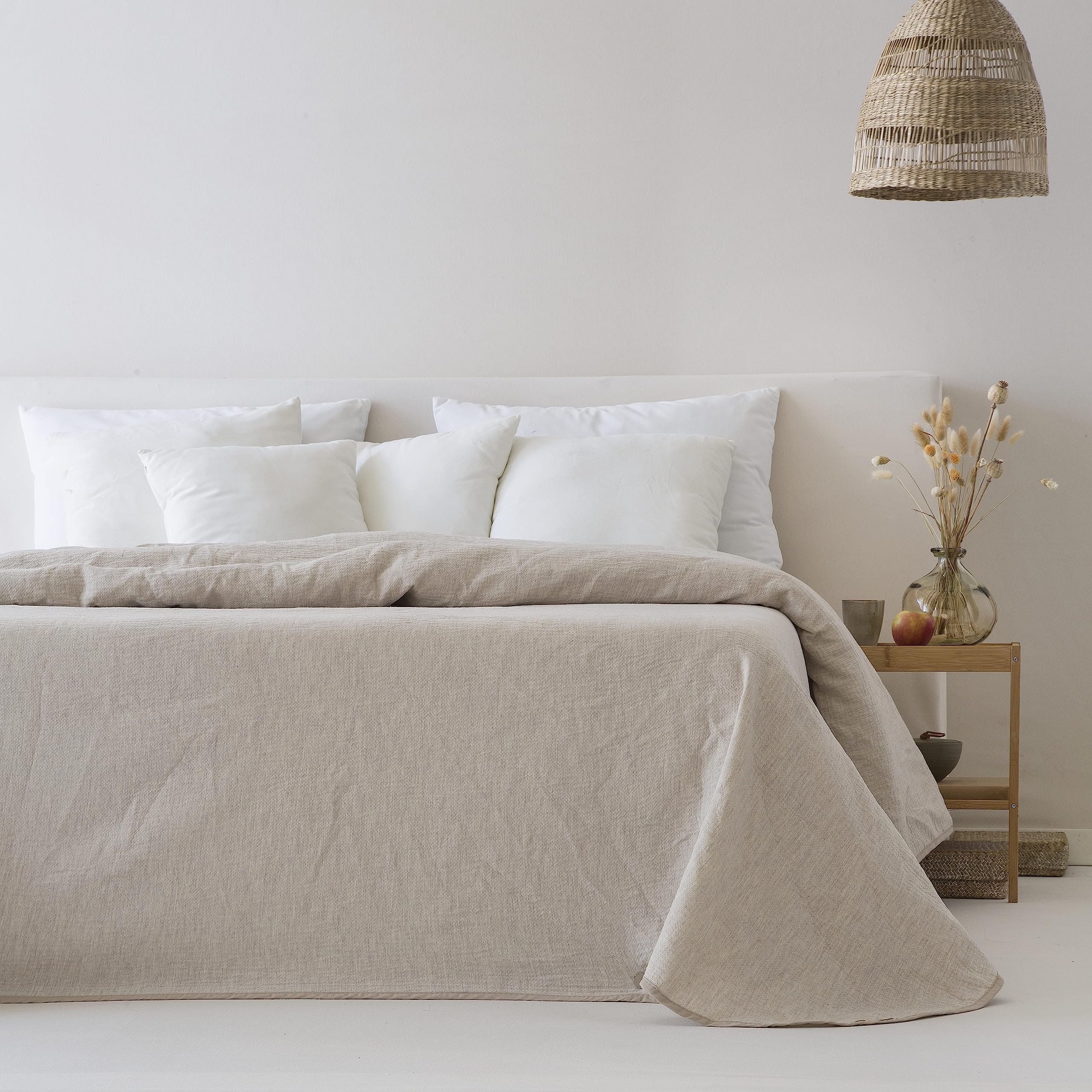 ETHERE MAISON Colcha Jacquard Reversible algodón Aura Lino Cama 180 cm - 270X270 cm