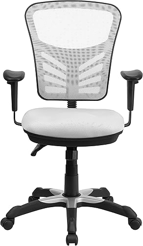 Miniatura 114 de Flash Furniture Nicholas Silla giratoria de oficina y juegos, ergonómica, de malla con soporte lumbar y altura ajustables, color negro Negro -,Malla