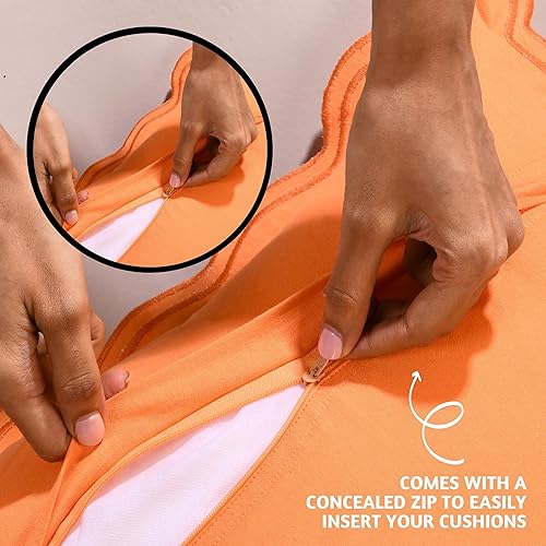 Miniatura 7 de Folkulture Fundas de almohada  (18 x 18) Juego de 2 fundas de almohada naranja de otoño para decoración de sala de estar de otoño  Almohada bohemia