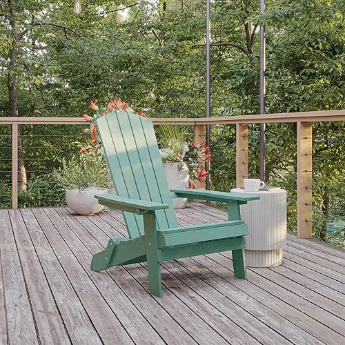 Miniatura 2 de Flash Furniture Charlestown - Silla plegable comercial Adirondack de espuma de mar, poliresina, para interiores y exteriores, resistente a la