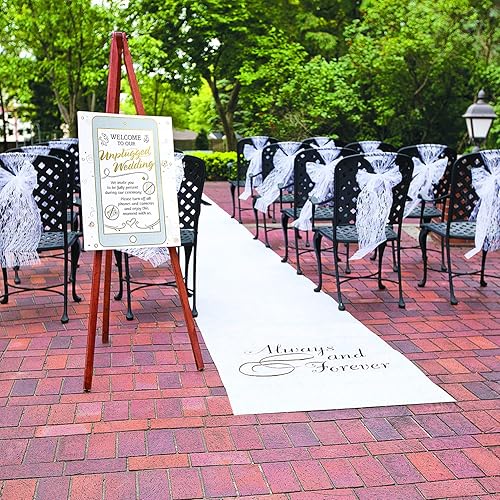 Miniatura 3 de Always & Forever 100 ft boda Pasillo Runner largo novia sentimiento, color blanco y negro