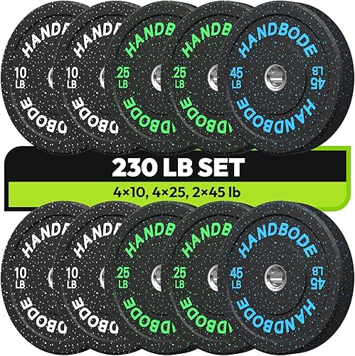 Miniatura 10 de Placas de Parachoques de 2 Pulgadas de Alto Rebote, Juego de Placas de Peso Olímpico 45/100/160/190/260/300lb, Juego de Placas de Peso de Barra para