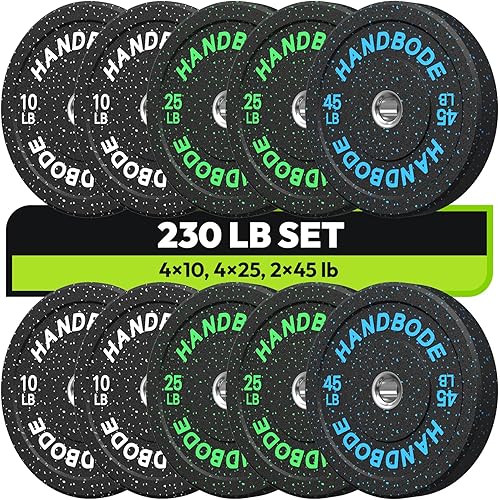 2-Inch Bumper Plates High Bounce, Olympic Weight Plate Set 45/100/160/190/260/300lb, Barbell Weight Plates Set for Home Gym, Colored Weights Rubber Strength Training Plate for Weight Lifting