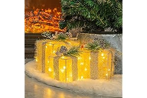 FUNPENY Set of 3 Christmas Lighted Gift Boxes