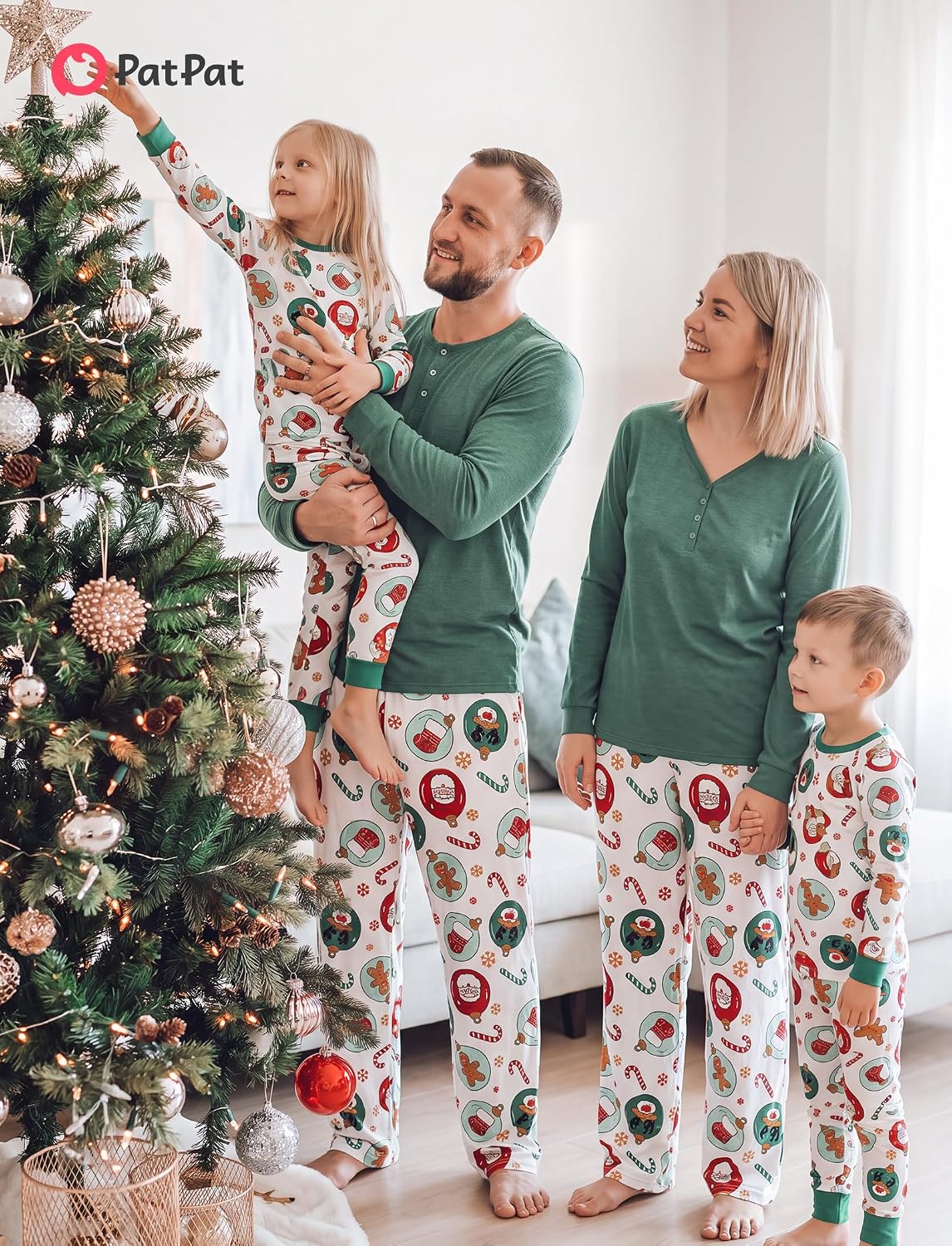 PATPAT Family Christmas Pajamas Matching Sets Henley Neck Holiday PJs