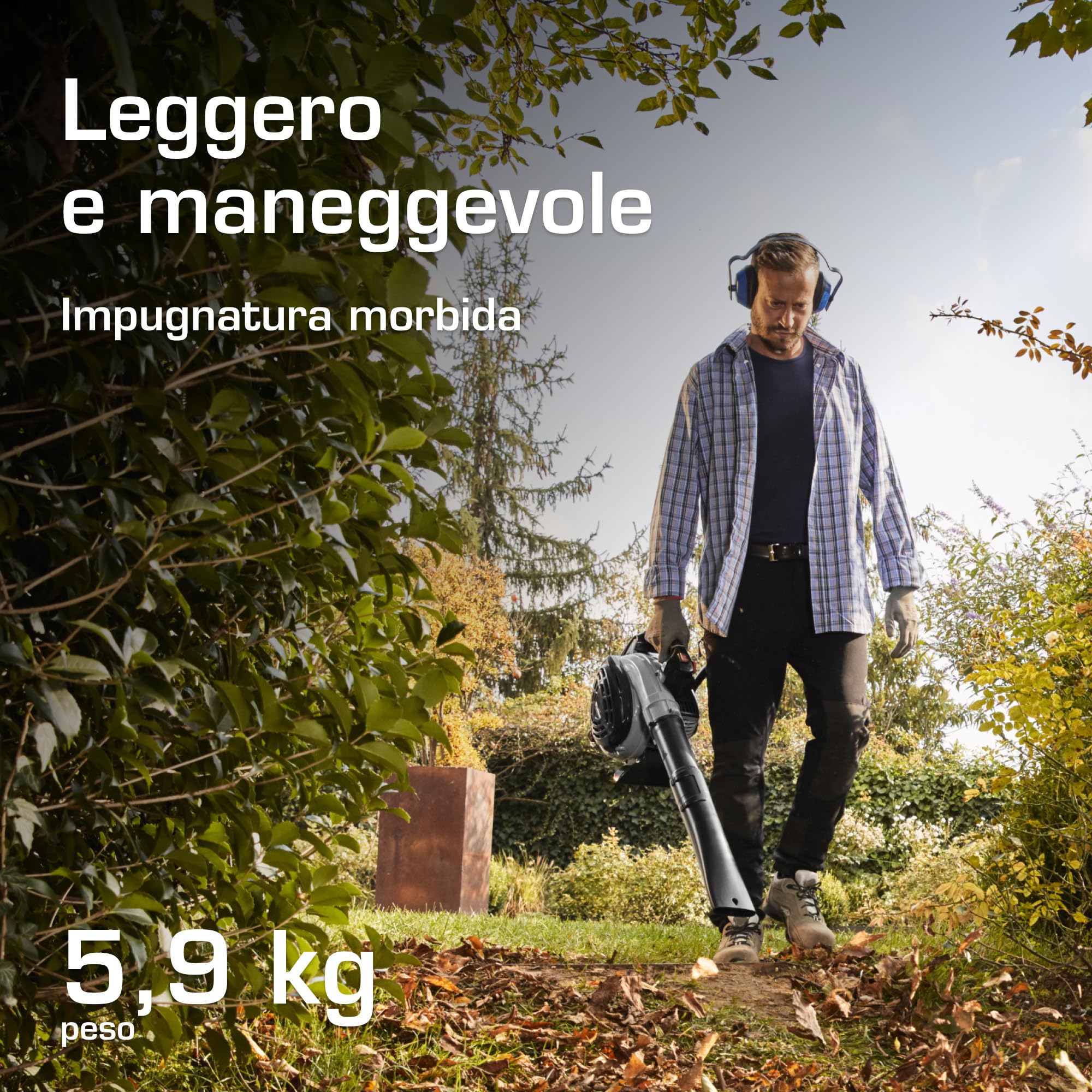 Alpina ABL 27 V Soffiatore-Aspiratore A Scoppio, 27,6 cc (800 W) – Leggero E Maneggevole, Sacco 55 l – Per Giardinaggio