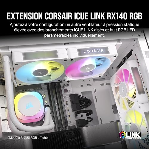 Corsair iCUE LINK RX140 RGB 140mm PWM Fan - Magnetic Dome Bearing - Single Fan - White - 2