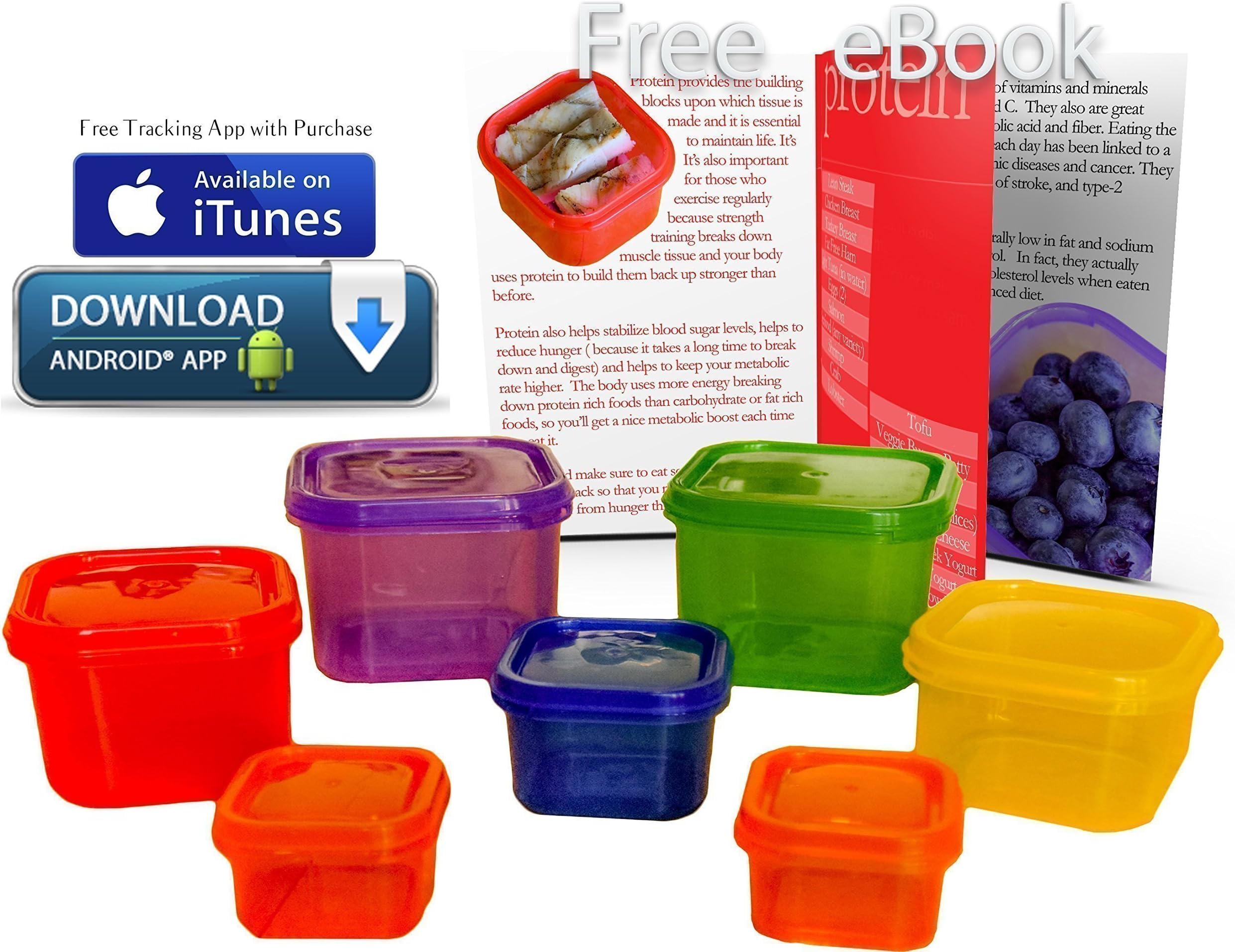 Xccelalife Diet & Weight Loss Portion Control Containers- 7 Colored Portion Control Containers in Set with Professional Diet Program eBook (.pdf/ Kindle App).