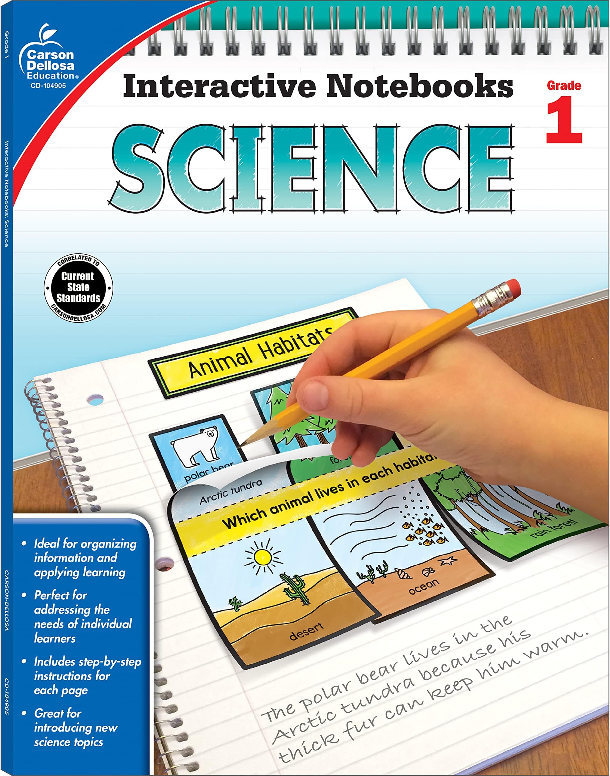 Carson Dellosa 1st Grade Interactive Notebooks, Reproducible Workbook Covering Physical, Space, and Earth Science, Test Prep and Classroom Organization Resource