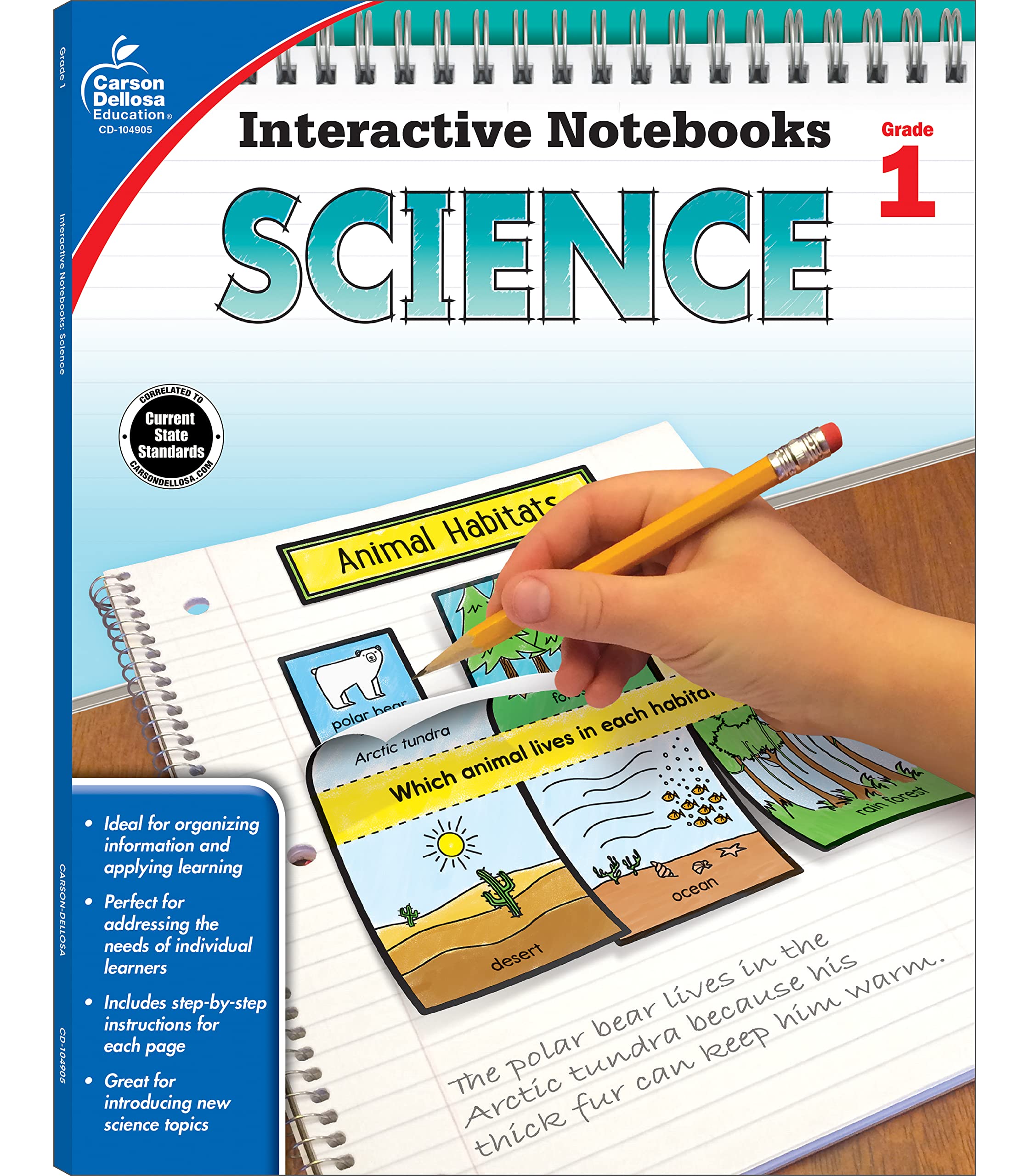 Carson Dellosa 1st Grade Interactive Notebooks, Reproducible Workbook Covering Physical, Space, and Earth Science, Test Prep and Classroom Organization Resource