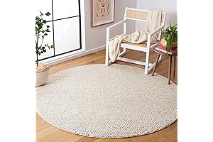 SAFAVIEH Natura Collection Area Rug - Round Wool Rug, Ideal for High-Traffic Areas
