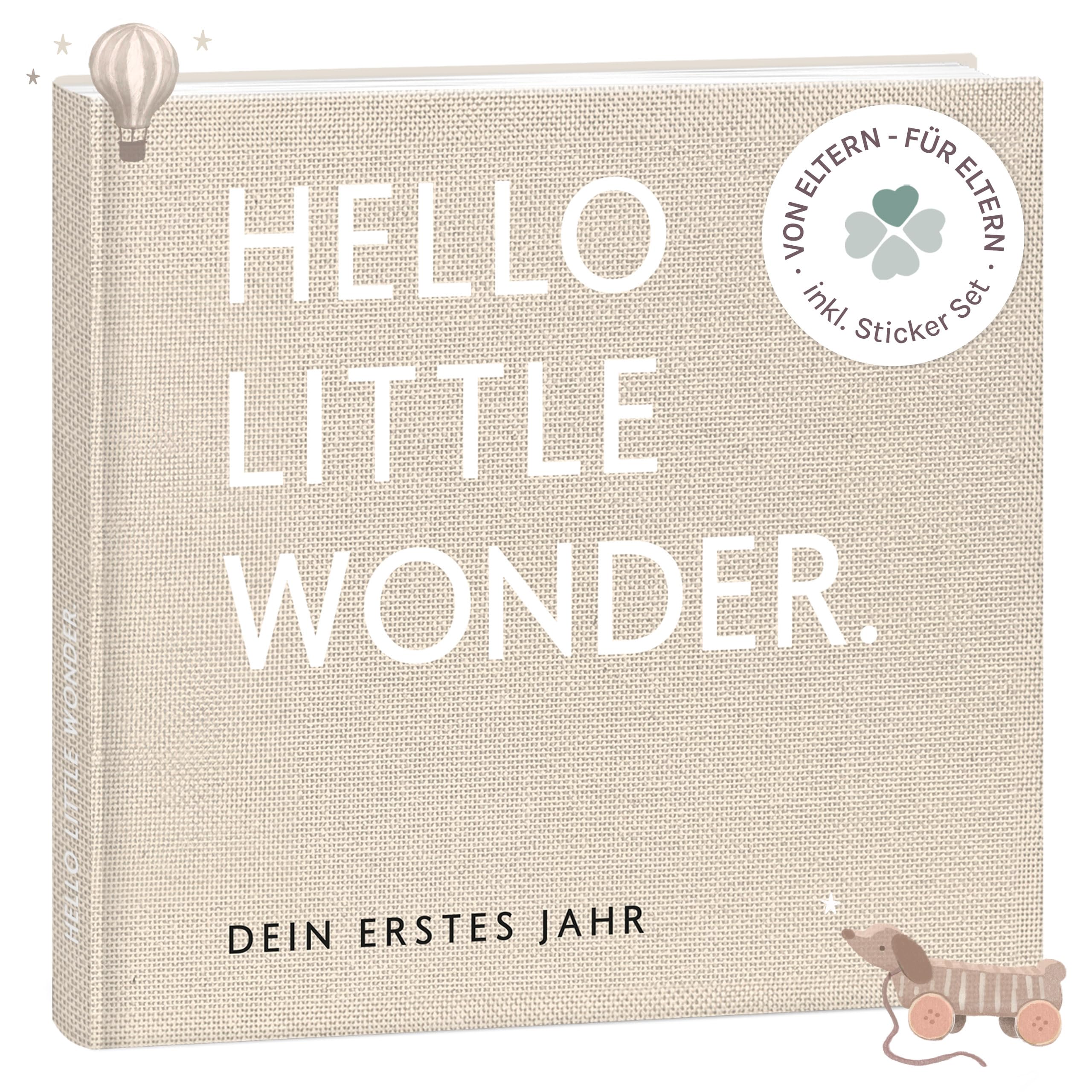 mintkind® Babytagebuch mein erstes Jahr Babyalbum Erinnerungsbuch Baby Coffee Table Edition Leineneinband beige 24x22 cm 132 Seiten Geschenk zur Geburt erstes Lebensjahr mit Platz für Fotos Notizen