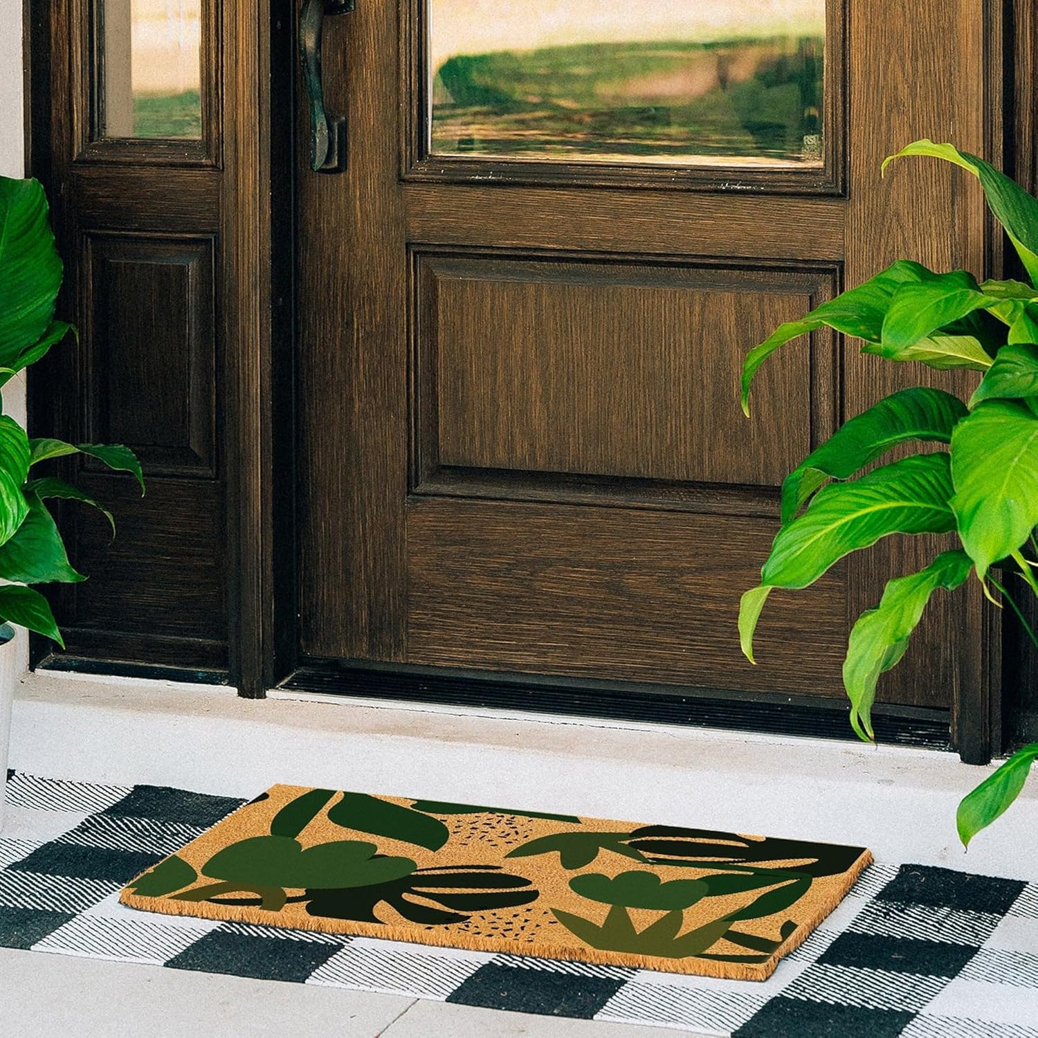 THEODORE MAGNUS Door Mat - Welcome Mat for Front Door with Non-Slip Backing - Durable Spring & Summer Doormat - Perfect for Outside Entrance Matt - Outdoor/Indoor - Tropical Mirage - 17" x 30"