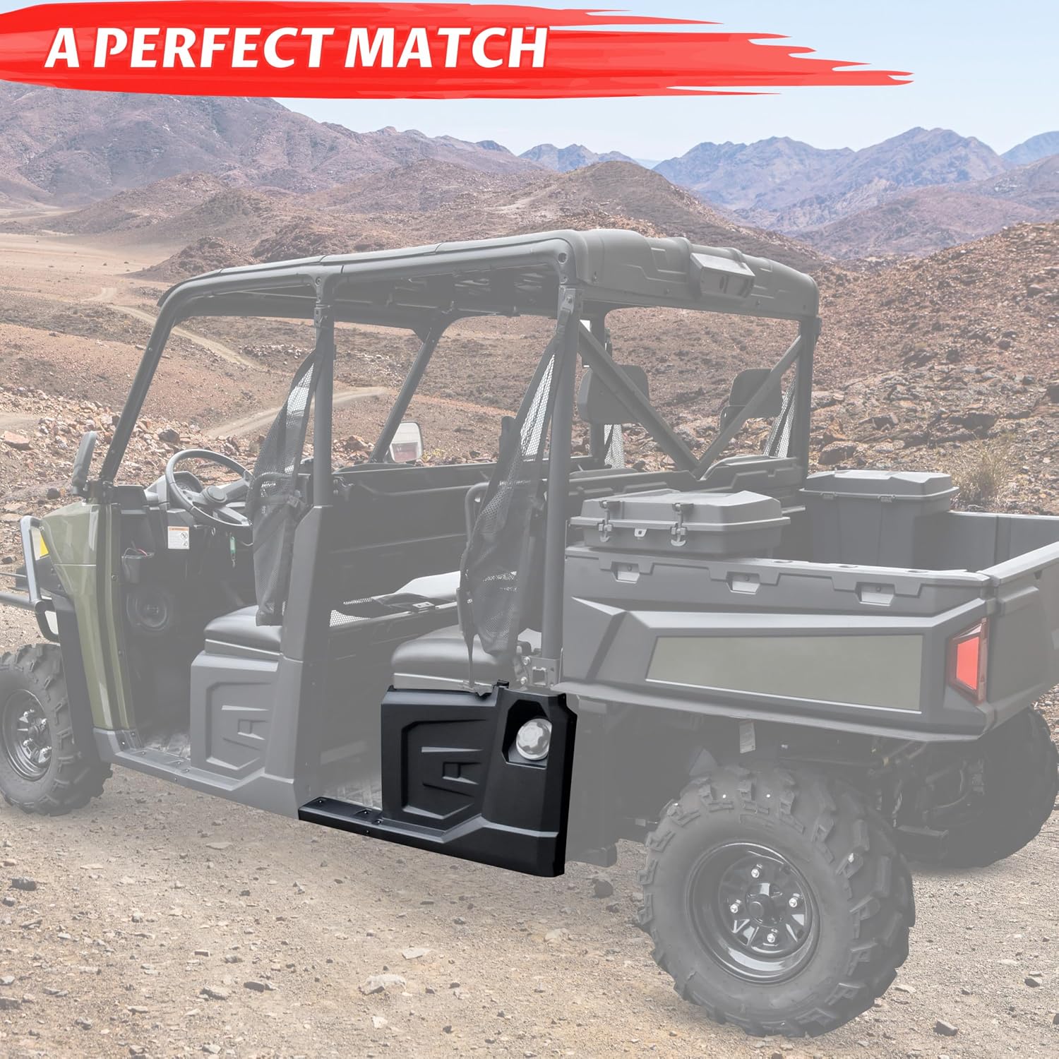 SAUTVS Black Rear Left Hand Fender With Rocker for Polaris Ranger Crew 570 XP 570 Full-Size/Ranger Crew XP 900/Ranger Crew XP 1000/Ranger CREW Diesel 2014-2019 (Rear Left Side, Replace #5450359-070)