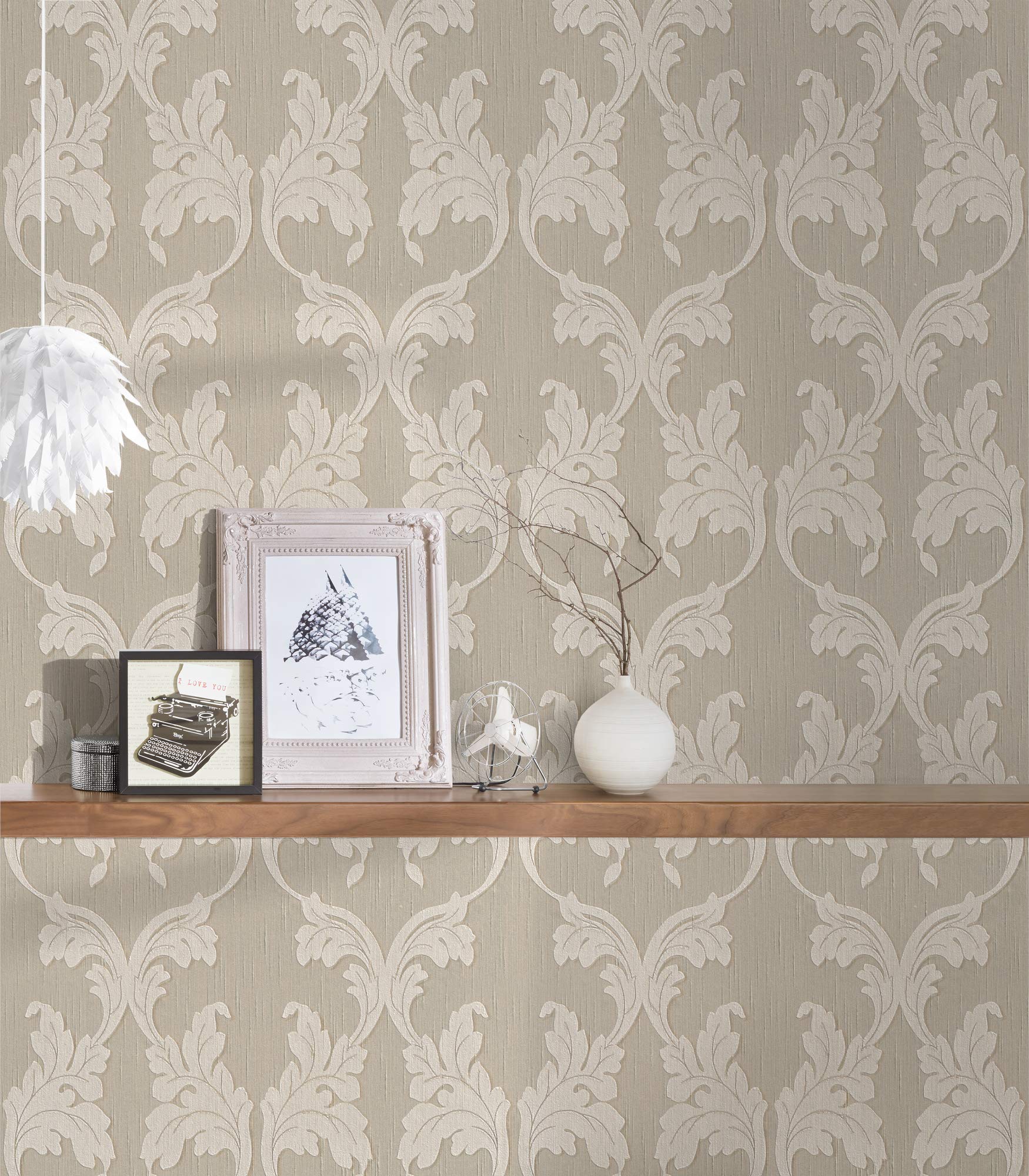 A.S. Création Architects Paper Textiltapete Tessuto Tapete mit Ornamenten barock 10,05 m x 0,53 m beige Made in Germany 956281 95628-1