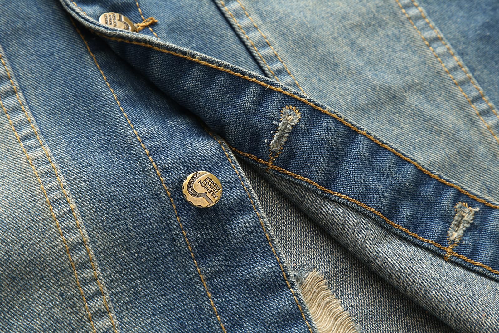 KUDORO Gilet homme Denim Déchiré Veste Gilet sans Manches en Jeans Vintage Gilet Denim Veste à la Mode Motard