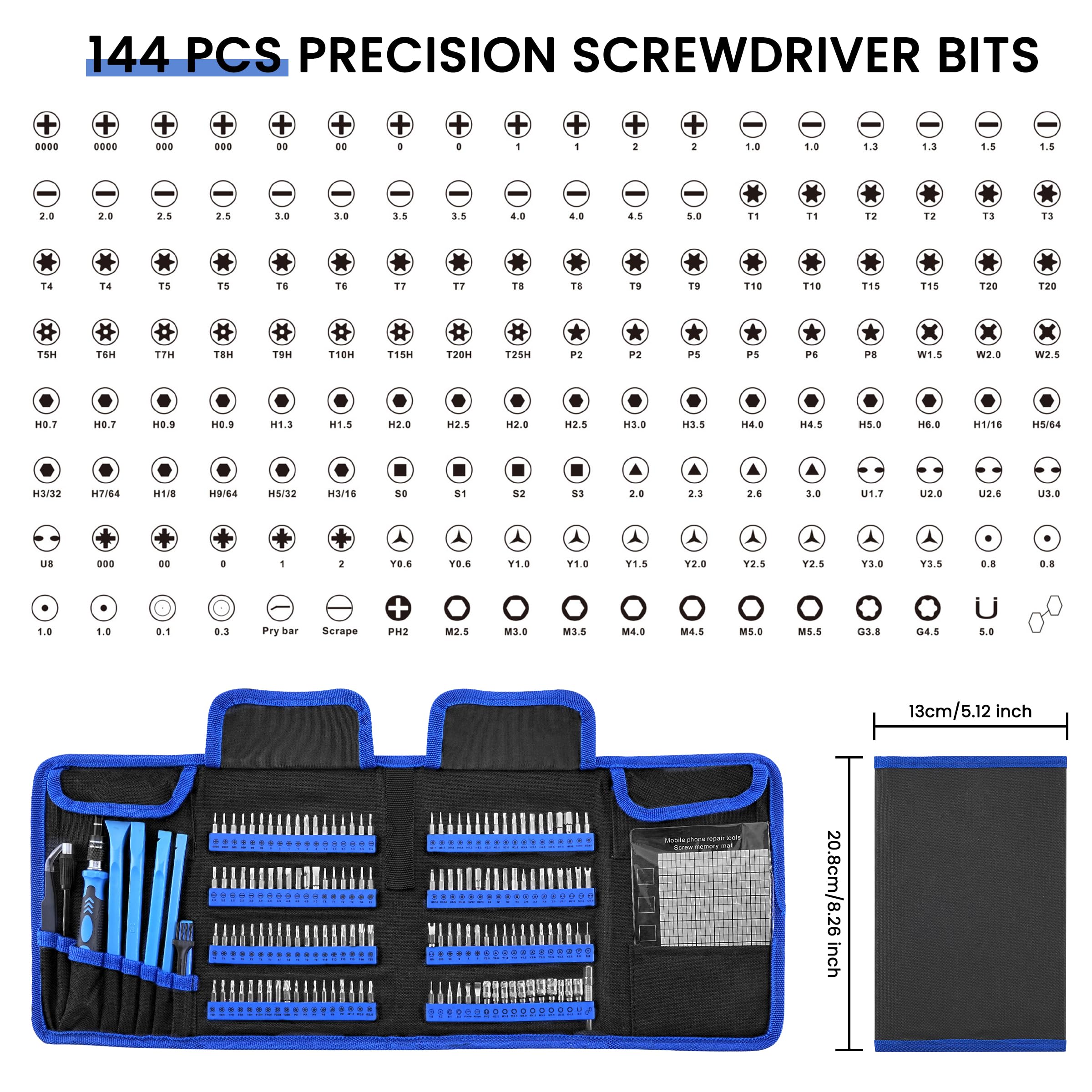 Zestaw wkrętaków precyzyjnych, 168 szt., mały zestaw śrubokrętów z ergonomicznym i chowanym uchwytem, elastyczny trzonek, mocna magnetyczna konstrukcja do iPhone'a, MacBooka, laptopa, komputera