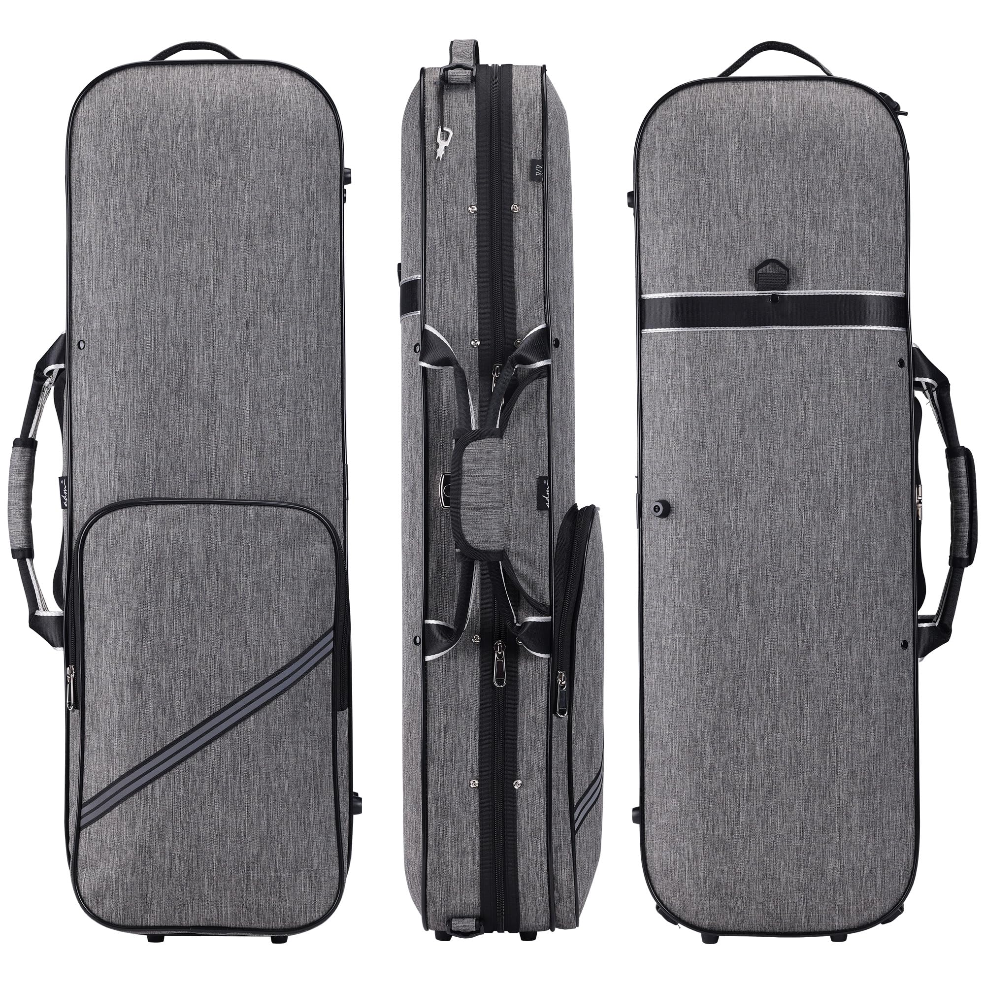 ADM 4/4 Full Size Violin Case Oblong Violin Hard Case with Built-in Hygrometer,Super Lightweight Portable with Carrying Straps