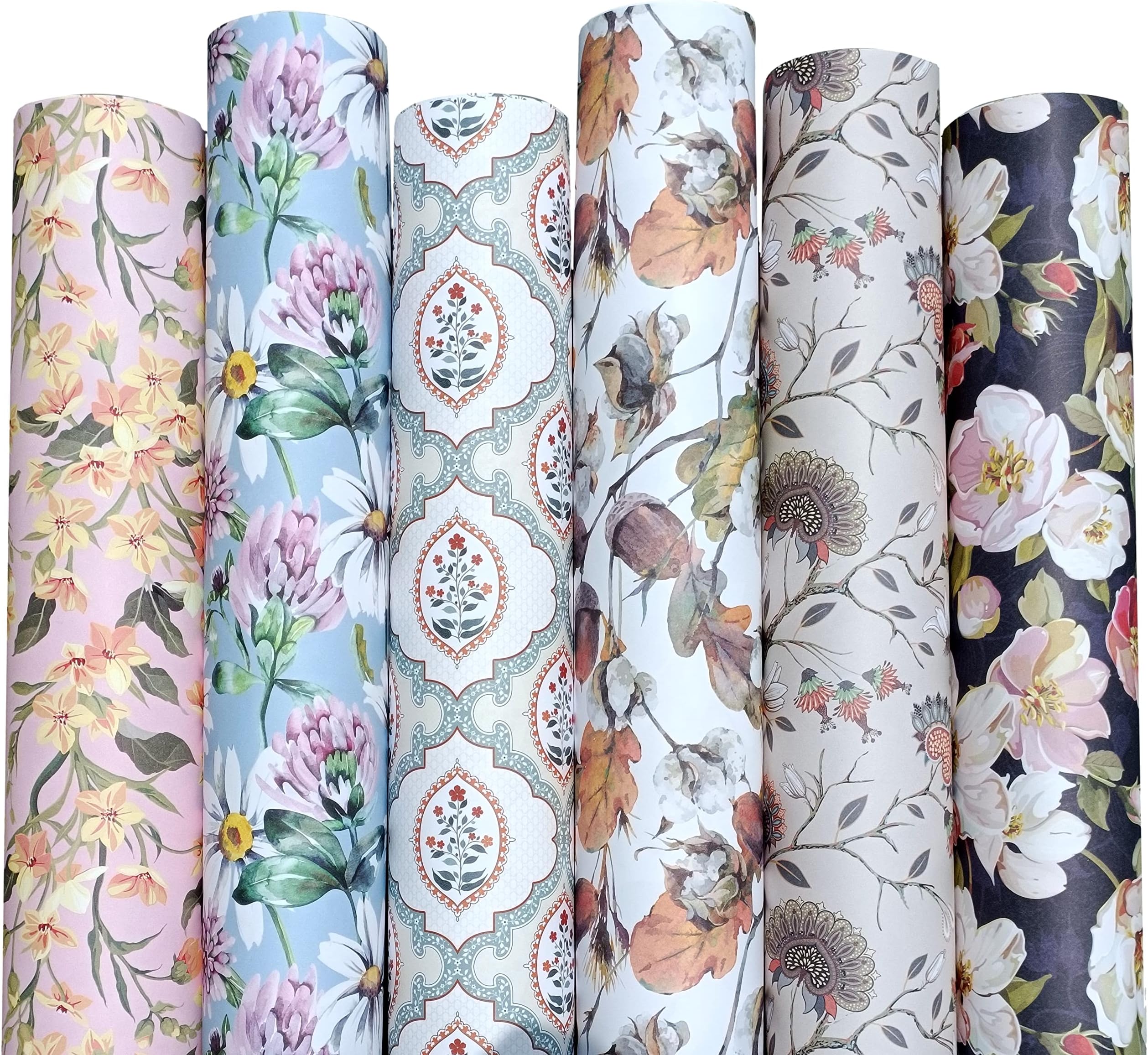 aakarPack Of 6, Gift Wrapping Paper Sheet, Gift Paper - New Florals,Multicolor