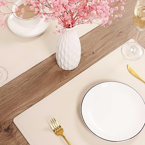 Miniatura 8 de Juego de 6 manteles individuales de piel sintética, impermeables, resistentes a las manchas, resistentes al calor, antideslizantes, fáciles de