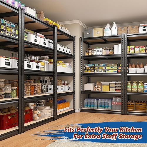 Miniatura 8 de REIBII Estantes de almacenamiento de 1600 libras, estantería de metal resistente, estantes de garaje de 5 niveles, estante de metal ajustable para