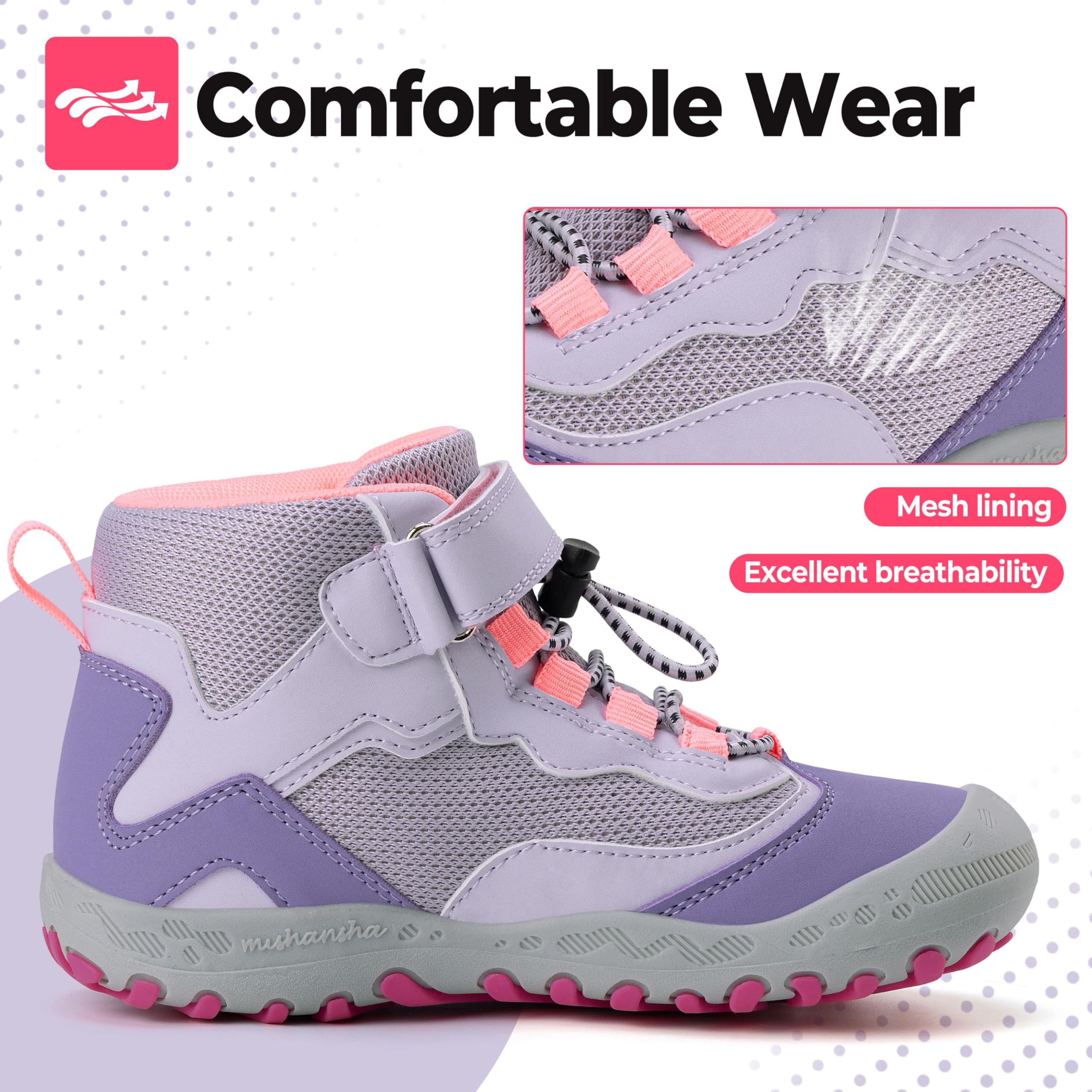 Mishansha Niña Zapatillas de Trekking Botas de Senderismo Transpirables Morado Claro 34