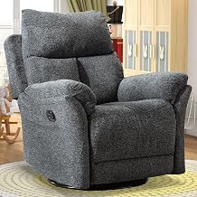 ANJ Swivel Rocker Recliner Chair Nursery, Manual Fabric Rocking Recliner, Modern Rocking Reclining Chairs for Living Room, BedroomGray