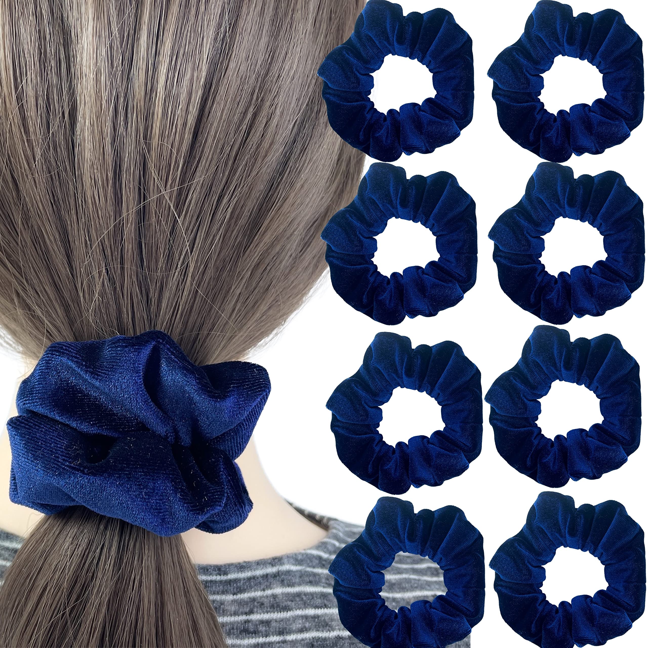 Amazon.com : Firecolor Chic Medium 9 Pcs Solid Colors Hair Fashion  Scrunchies Velvet Elastic Hair Bands Scrunchy Cute Hair Ties Ropes for  Women Girls Fancy Hair Accessories ponytail holder No Hurt Hair (