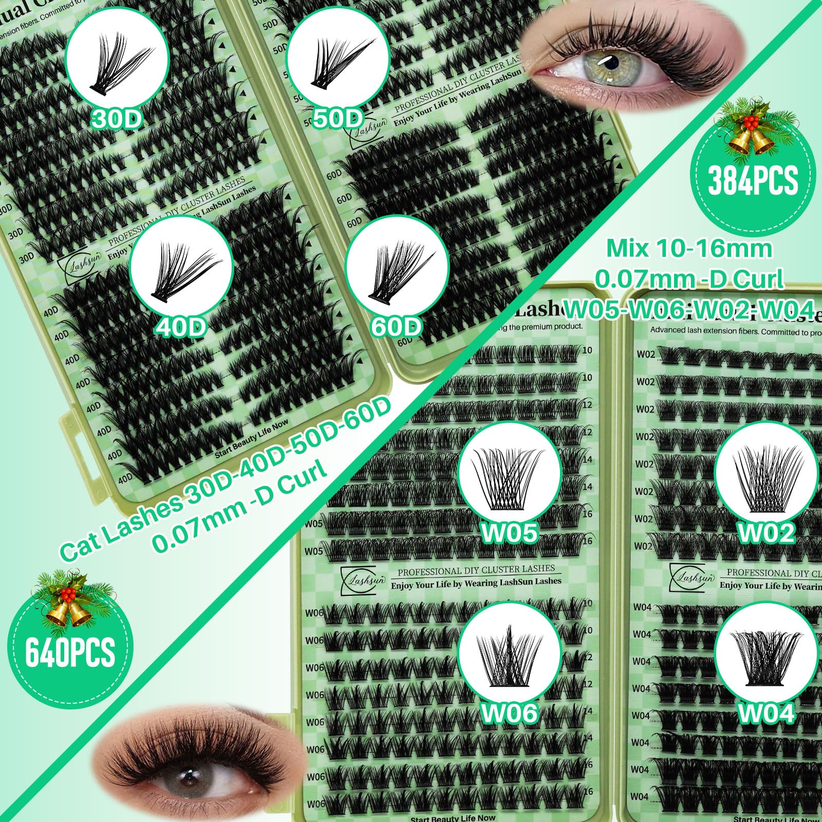 Amazon.com: Lash Extension Kit DIY Cluster Lashes Gift Packs 4
