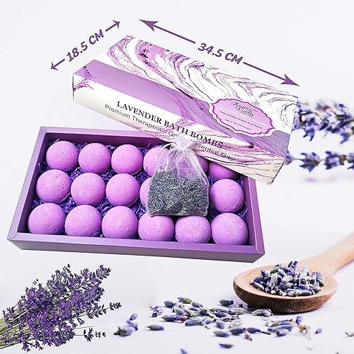 Miniatura 2 de Set de regalo de bombas de baño de lavanda para hombres y mujeres. 18 bombas de baño envueltas individualmente con ingredientes orgánicos y aceites