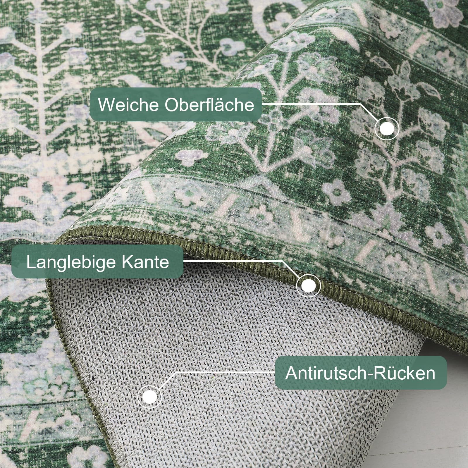 Waschbarer Teppich Blumenmuster 160x230cm Blumen Boho,teppich wohnzimmer | Neutral Modern Rugs ,Waschbarer Teppiche Rutschfester Kurzflor Carpet für Schlafzimmer Esszimmer Büro