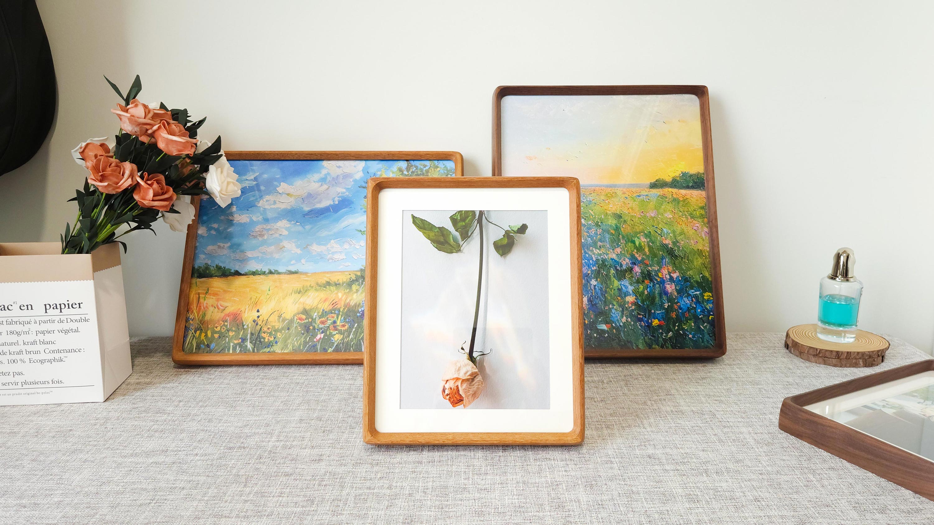 LAUBO2 11x14 Wooden Picture Frame With Double Mat - Natural Black Walnut For 8x10 & 5x7 Photos - View #9