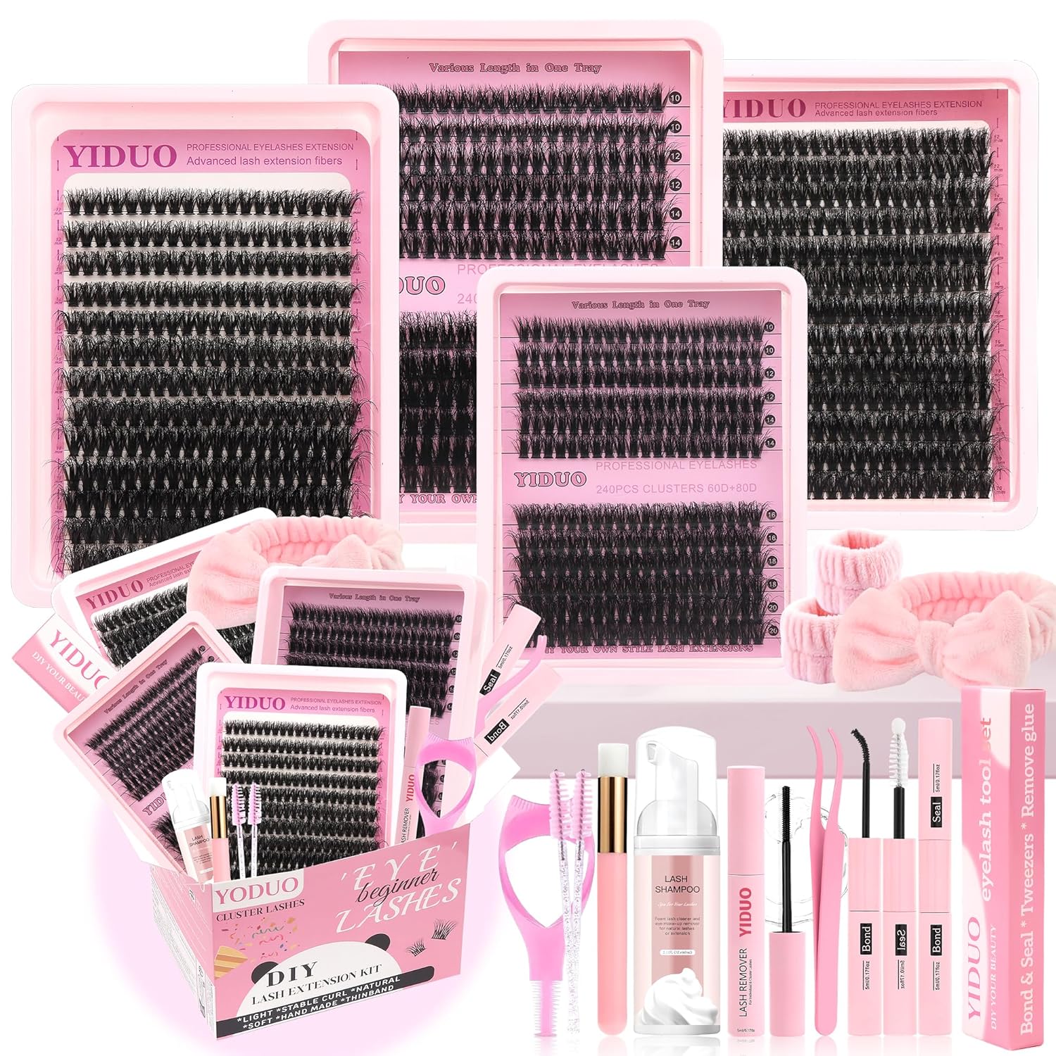 994pcs bulk packs lashes clusters kit volume false eyelash extensions d curl wispy individual fake eyelashes, volume studio effect, wholesale large pack with glue&seal|tweezers|removers|cleanser c - volume lash kit full
