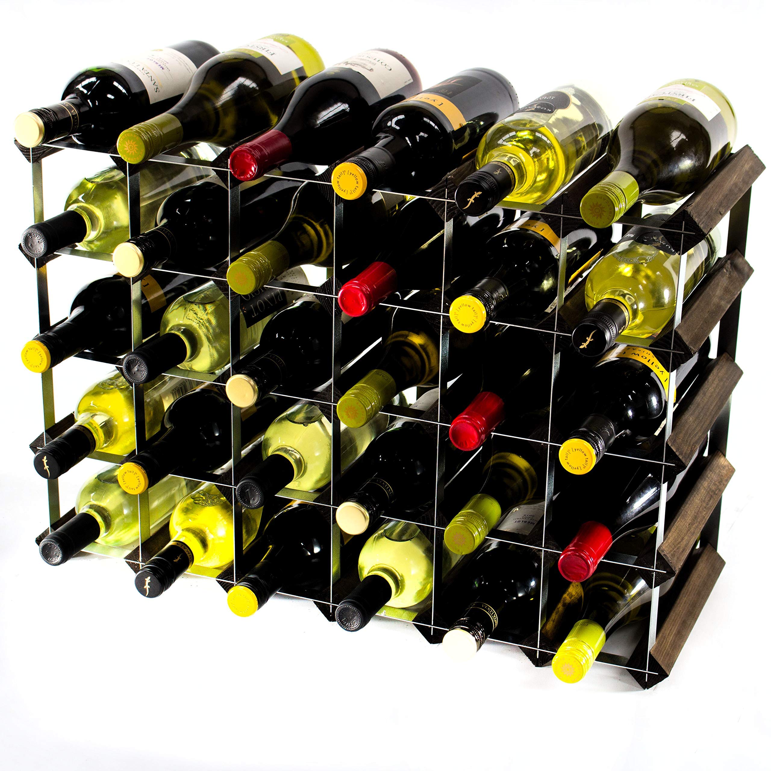Cranville wine racks Madera Classic 30 Botella (6x4) Roble Oscuro Manchado y galvanizado Estante del Vino del Metal ya montados