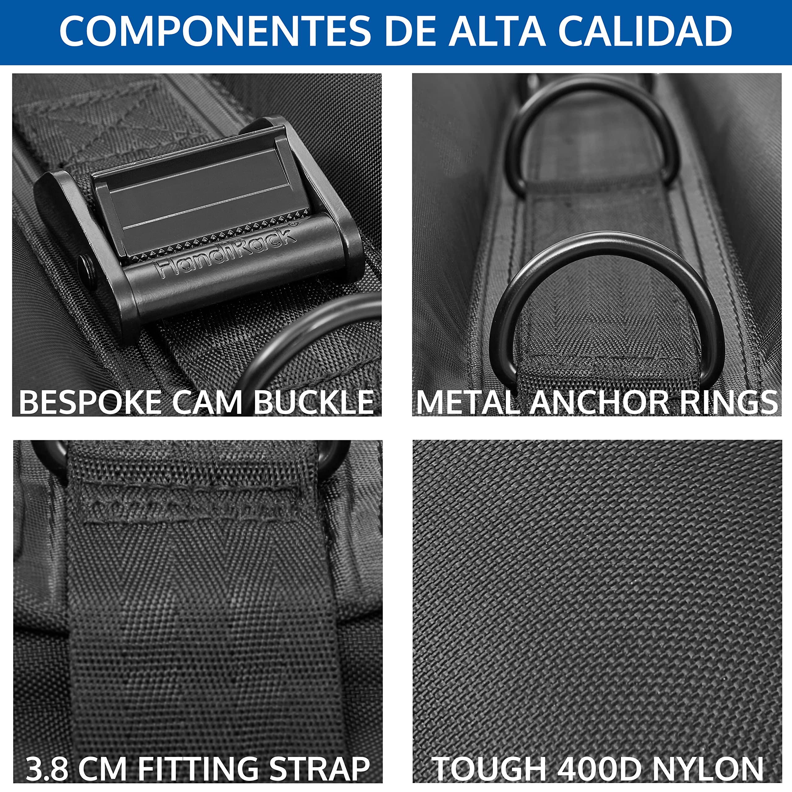 HandiWorld HRACK HandiRack Barras de Techo Universales - Barras de Techo de Alta Resistencia Quick Fit - Negro
