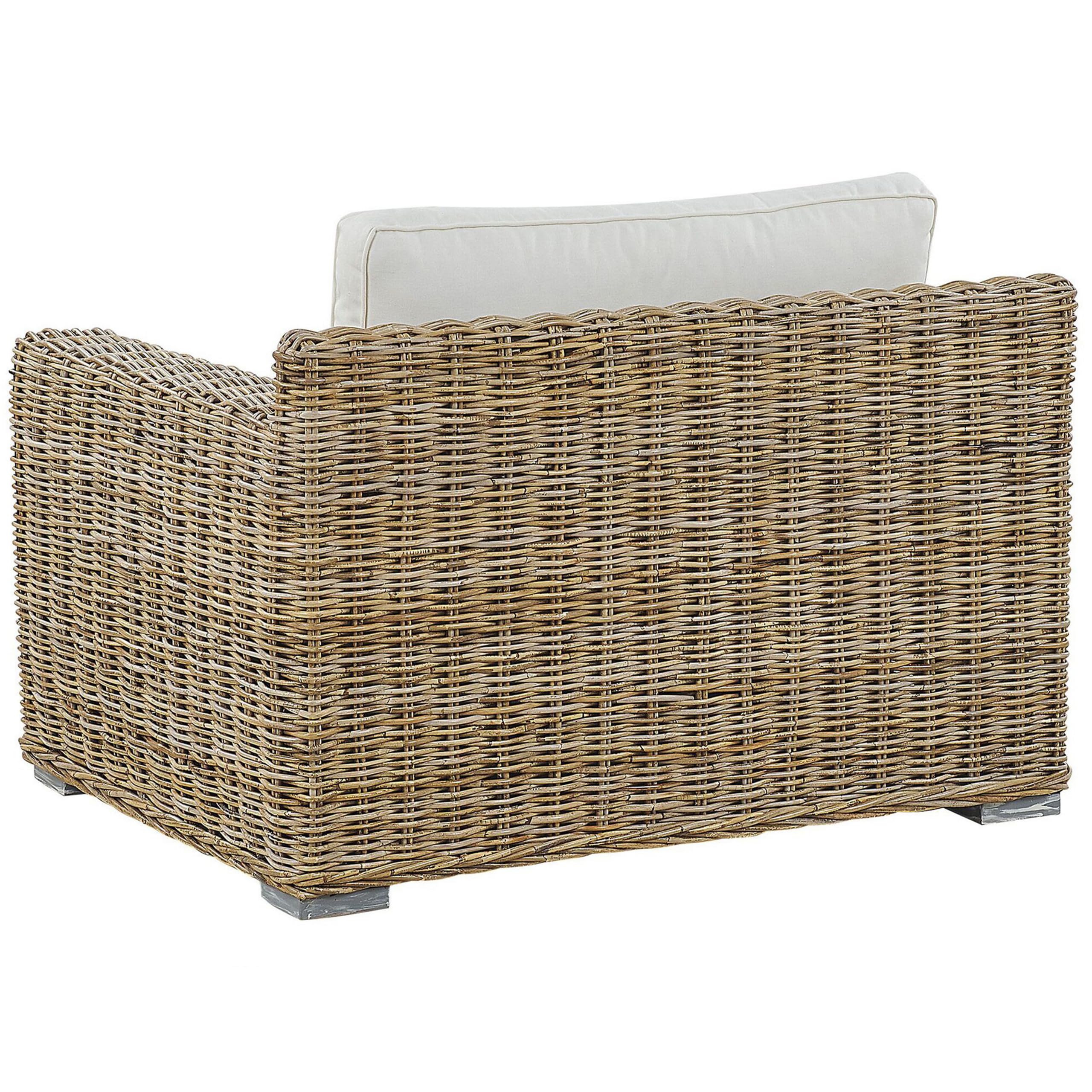 Praktisches Gartensessel Set Rattan hellbraun Auflagen in Cremeweiß Ardea