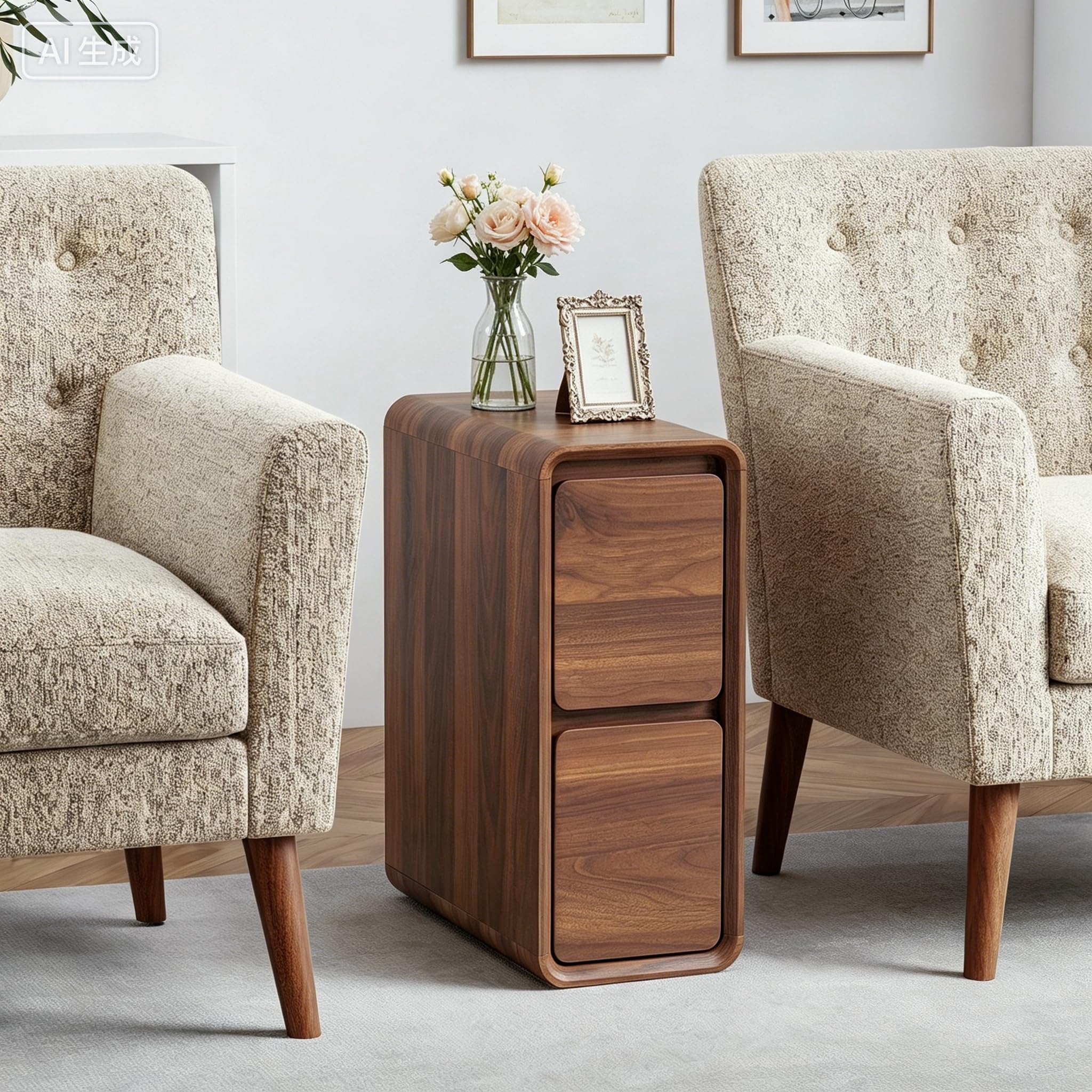The Best Nightstand with Drawers in 2026 3 AVZEAR Narrow Night Stand Set of 2,Mid Century Modern Small Nightstands with 2 D — product photo