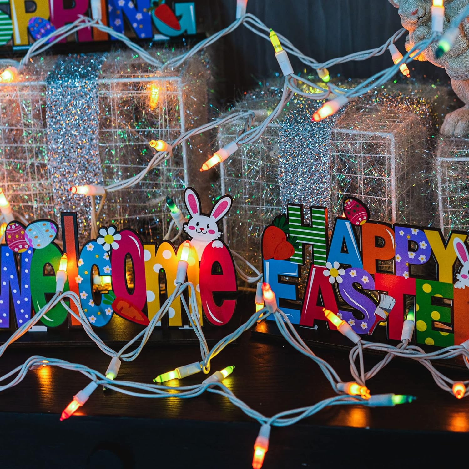 TW SHINE Pastel Easter String Lights, 20FT 100 Count Incandescent Connectable Mini String Lights, Waterproof Easter Decorations for Indoor Outdoor Patio Party Home Garden Yard Decor
