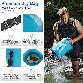MARCHWAY Floating Waterproof Dry Bag Backpack 5L/10L/20L/30L/40L, Roll Top Sack Keeps Gear Dry for Kayaking, Rafting, Boating, Swimming, Camping, Hiking, Beach, Fishing (Teal, 20L)