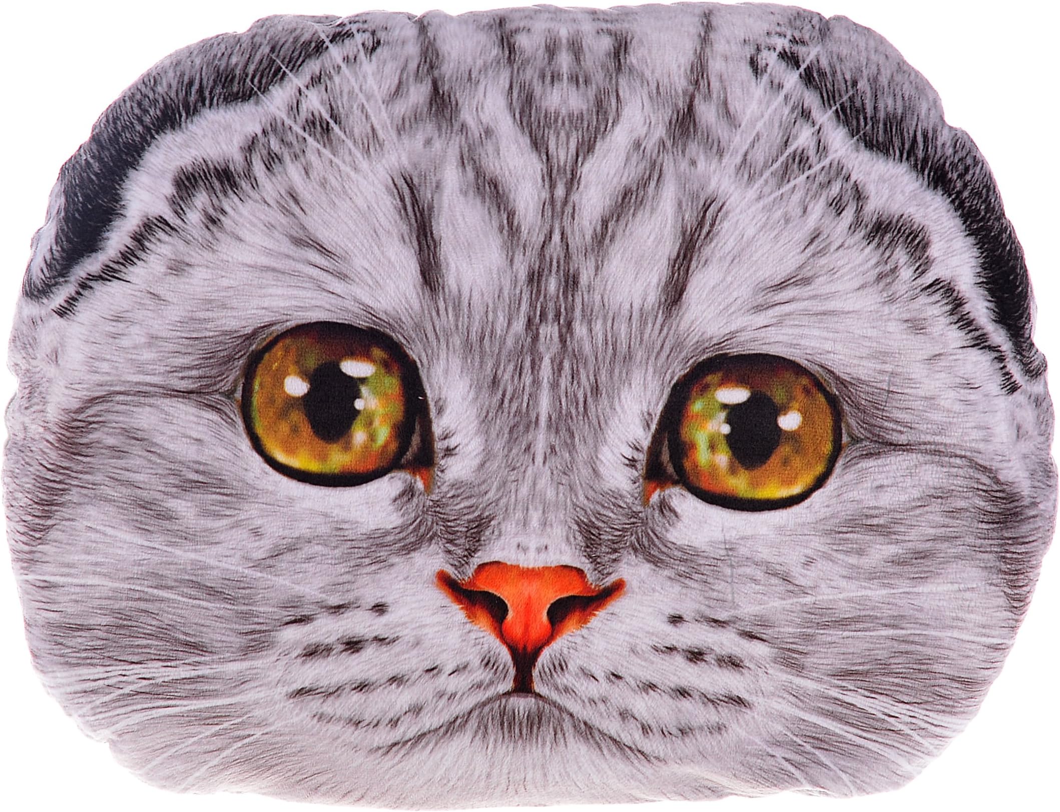 Sumerk 3D Cute Plush Cat Head Shape Pillow Car Sofa Chair Back Cushion, Cat Face Decorative Pillowcase Gift