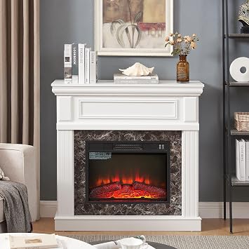 Electric Fireplace Mantel Surround with 23 Insert MDF Adjustable Flame Remote Control- Efficient Heating Solution and Stylish Decor Element