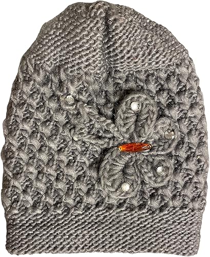 Miniatura 3 de Petal Cliff 2 unidades gorro de ganchillo de punto de lana para mujer con flor para protección contra clima frío talla única