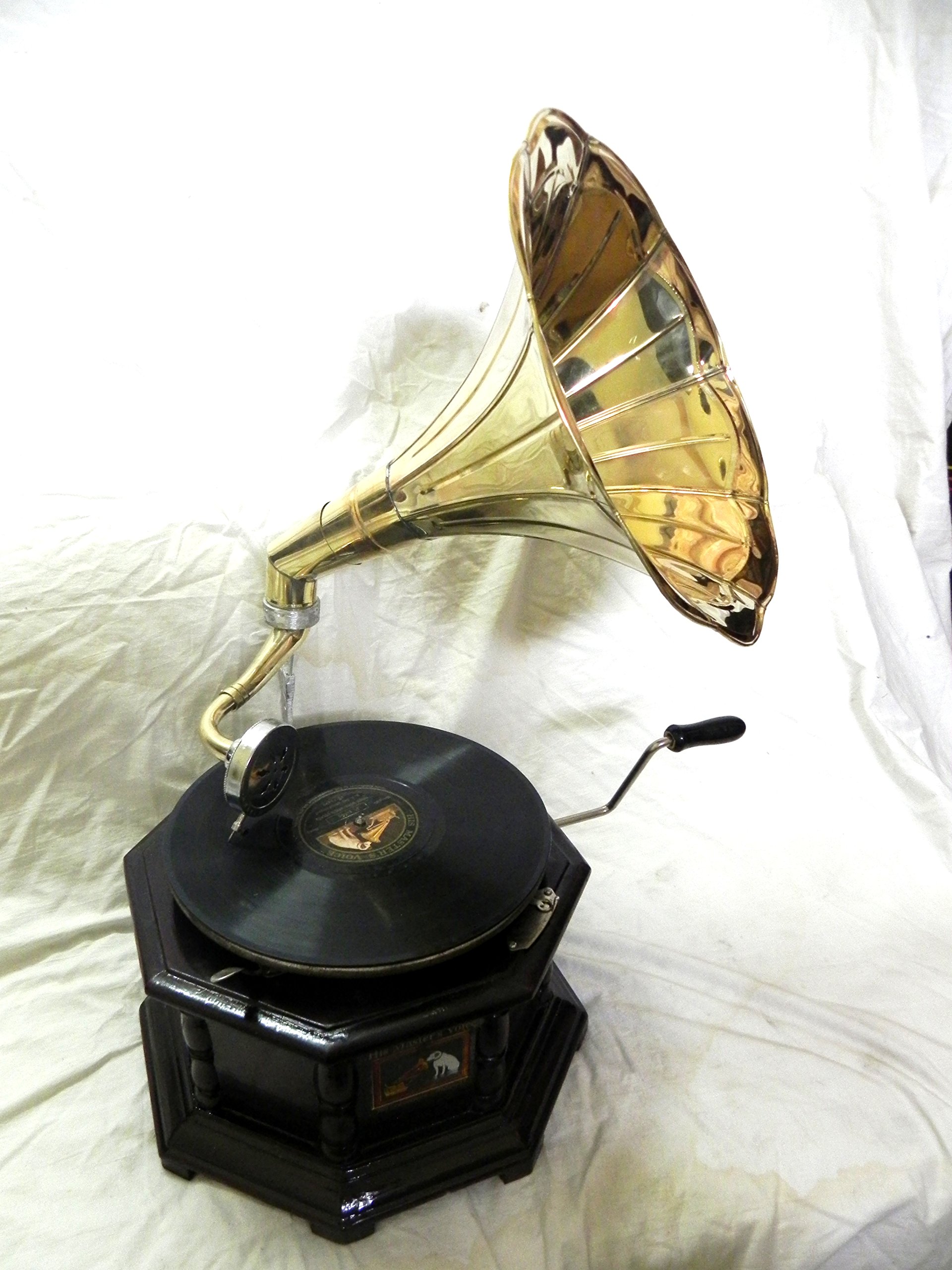 ANTIQUE LOOK BRASS PLAIN HORN OCTAGONAL GRAMOPHONE 78 RPM
