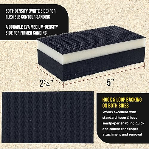 Miniatura 4 de Dura-Gold Pro Series - Bloque de lijado de EVA de doble densidad de 5 x 2-34 pulgadas, doble densidad, respaldo de gancho y bucle, paquete de 2 y