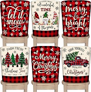 TREWAVE Christmas Chair Covers Set of 6 Buffalo Plaid Chair Back Covers Holiday Dining Chair Slipcovers Protector Kitchen Dining Room Decor Festival Party Decoration