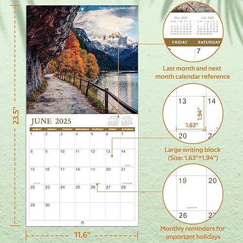 Miniatura 4 de Calendario 2024-2025  Calendario mensual de pared cuadrado 2024-2025, 18 meses desde julio de 2024 a diciembre de 2025, 12 x 24 pulgadas (abierto),