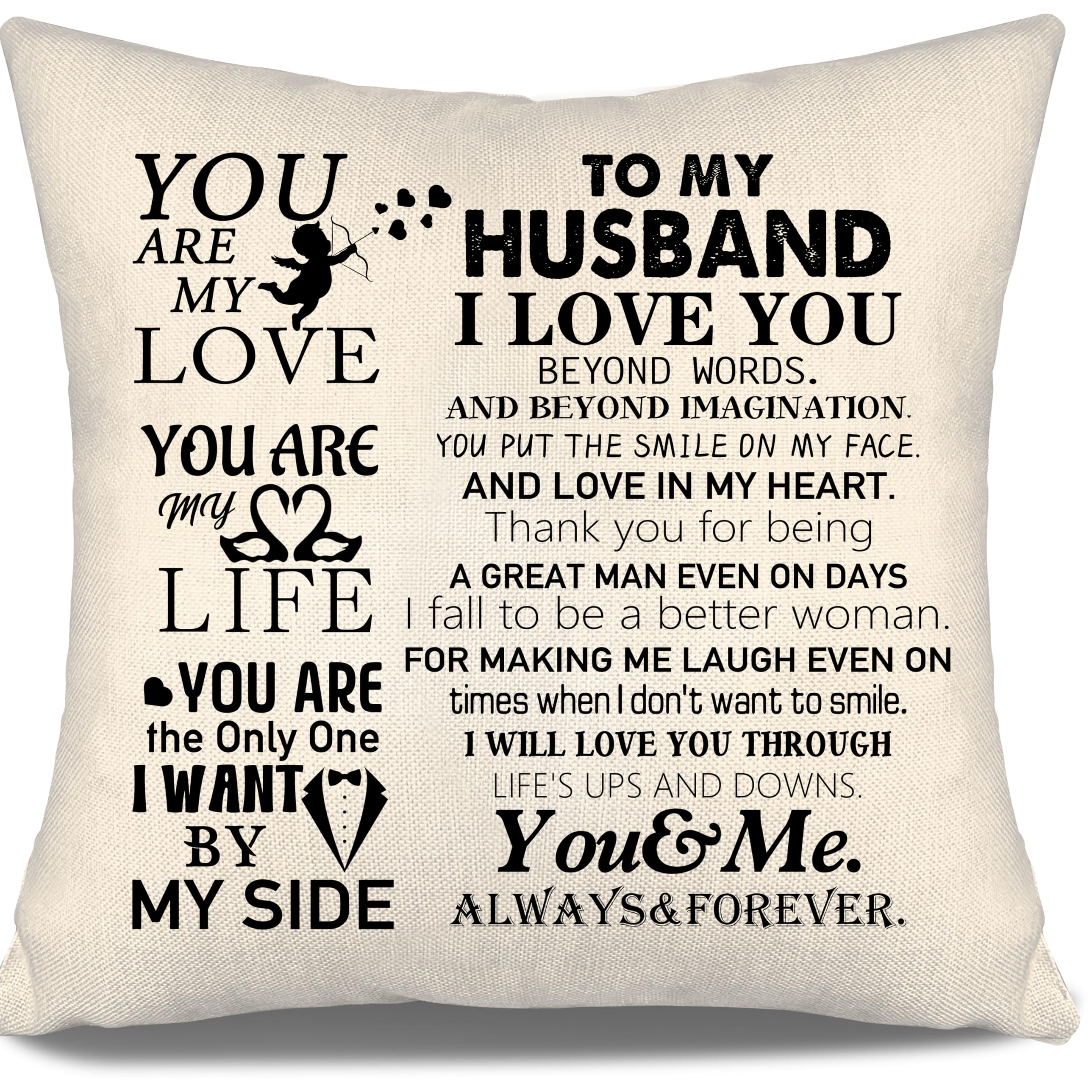Aosumin To My Husband Cushion Cover You Are My Love You Are My Life Romantic Present for Him Husband Birthday Anniversary Valentine's Day (husband)