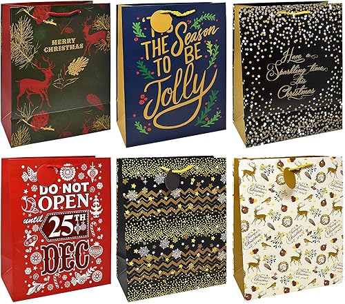 Miniatura 5 de 24bolsas para regalo con motivos navideños. Tamaños 4 bolsas extra grandes, 6 bolsas grandes, 6 bolsas medianas y 8 bolsas pequeñas