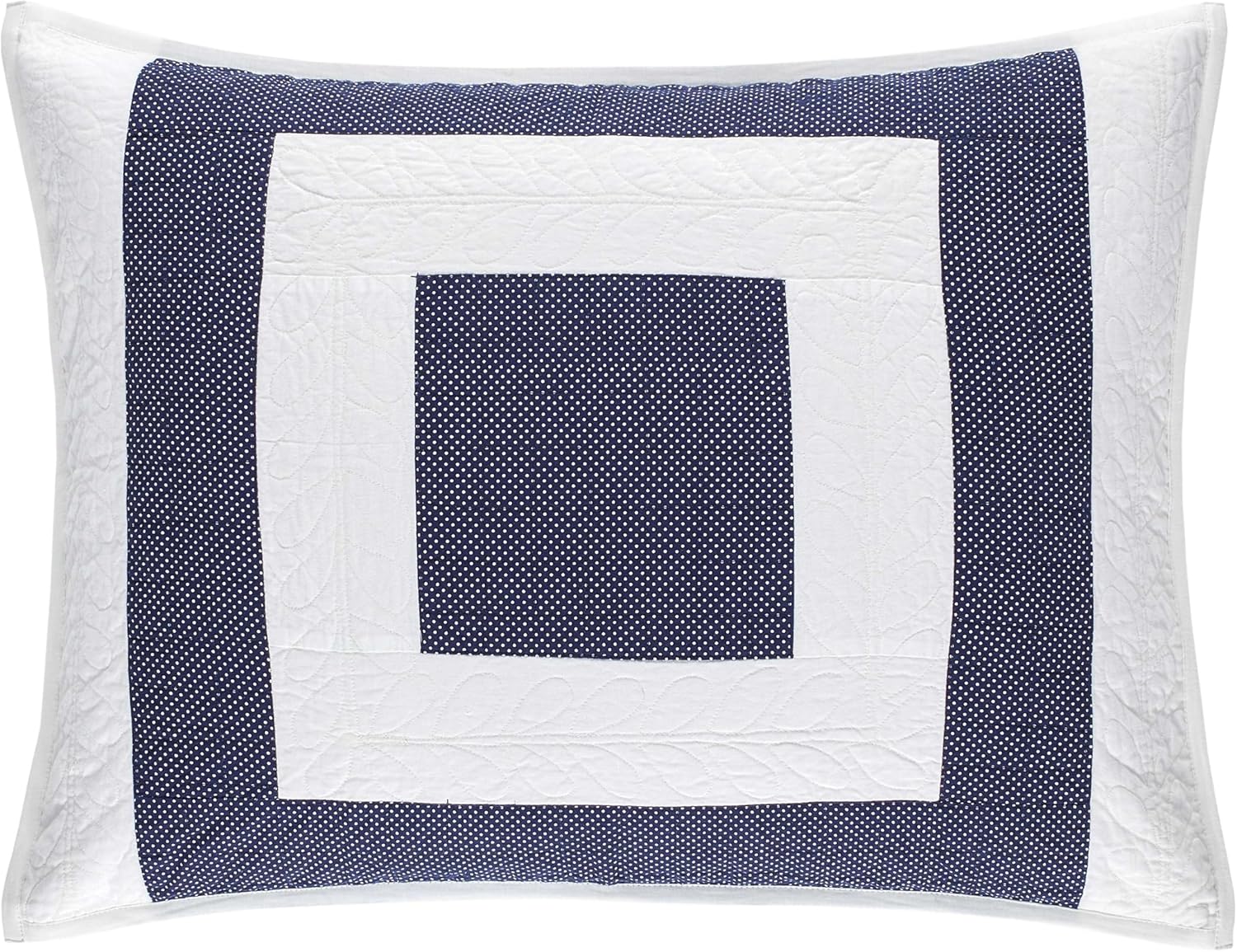 Pine Cone Hill Birch Point Quilted Sham, Standard, Navy Geometric Pattern