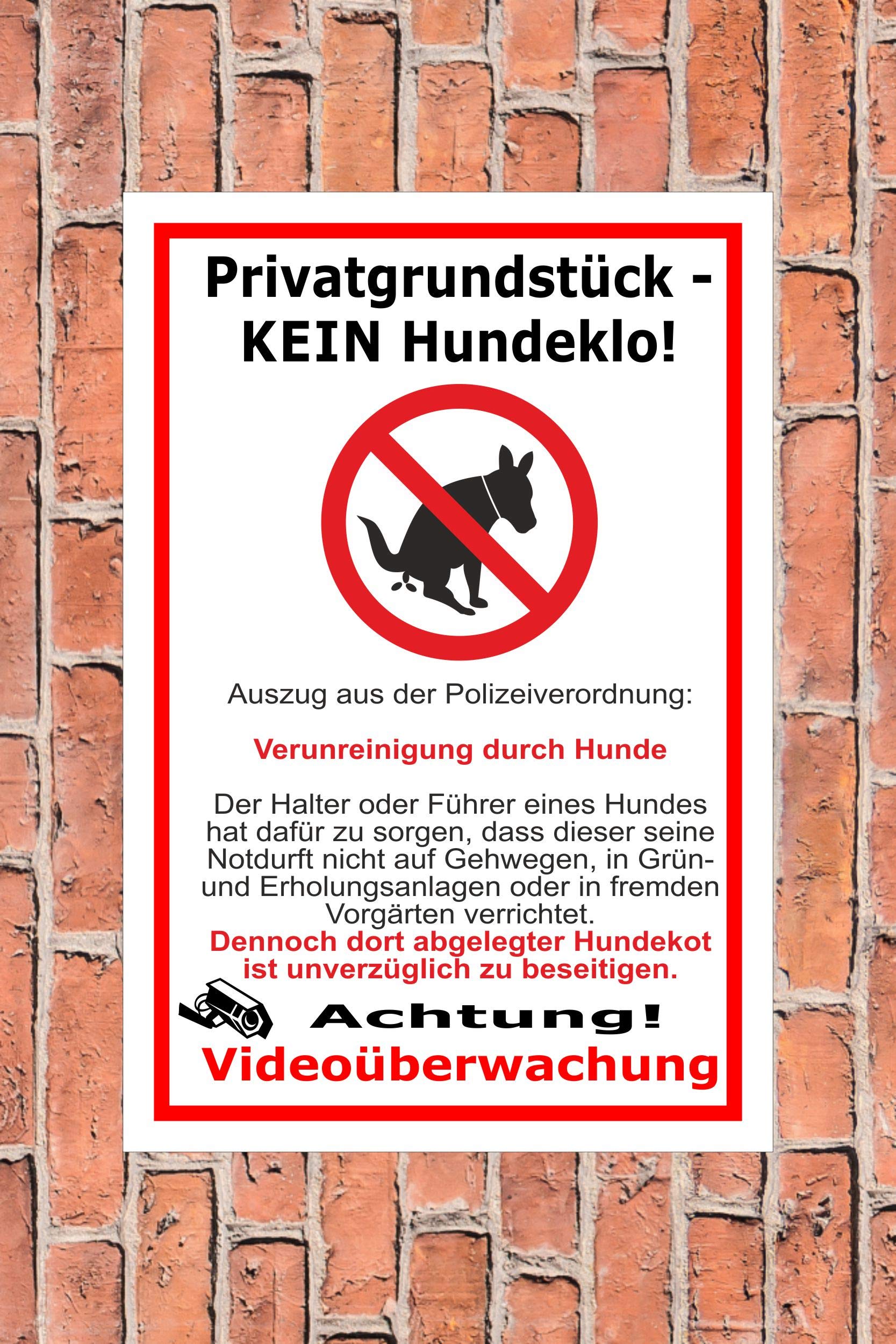 Schild - Privat - Kein Hundeklo - 60x40cm - 3mm Aluverbund – 20 VAR S00187-032-B